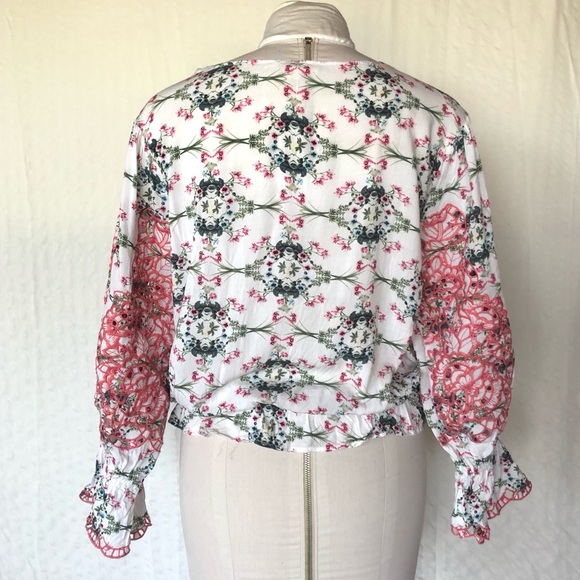 Anthropologie Embroidered Balloon Sleeve Cropped Top - Picture 6 of 14